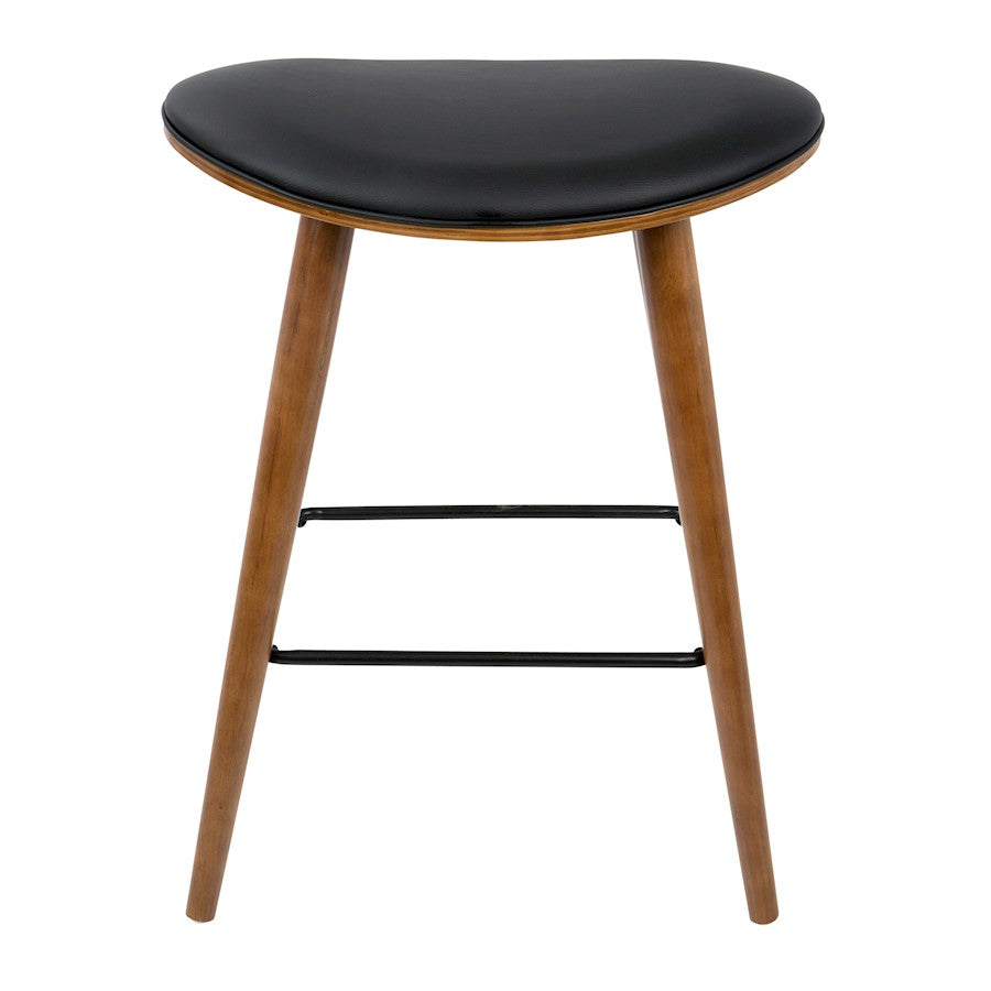 LumiSource Saddle Counter Stool (Set of 2) | Mid-Century Walnut Bentwood & Black Metal | Kitchen Island & Bar Seating | Model B26-SADLWL-BK2