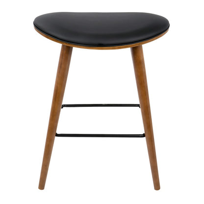 LumiSource Saddle Counter Stool (Set of 2) | Mid-Century Walnut Bentwood & Black Metal | Kitchen Island & Bar Seating | Model B26-SADLWL-BK2
