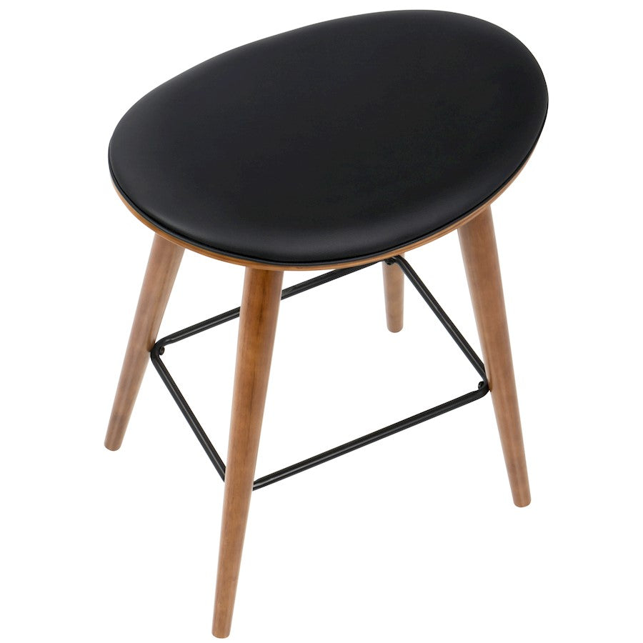 LumiSource Saddle Counter Stool (Set of 2) | Mid-Century Walnut Bentwood & Black Metal | Kitchen Island & Bar Seating | Model B26-SADLWL-BK2