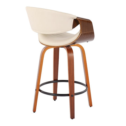 LumiSource Symphony Counter Stool (Set of 2) | Mid-Century Walnut Bentwood, Cream PU & Black Metal | Kitchen Island & Bar | Model B26-SYMP2-SWVQWLCR2