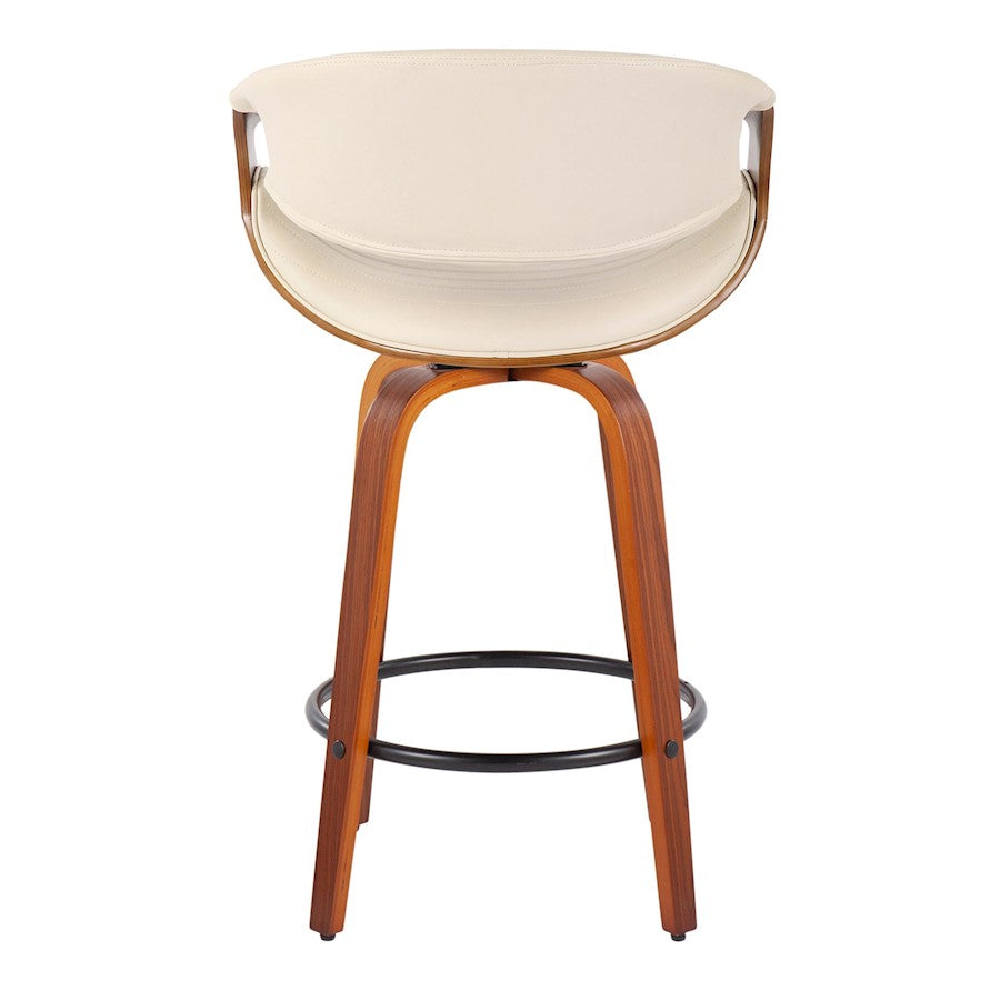 LumiSource Symphony Counter Stool (Set of 2) | Mid-Century Walnut Bentwood, Cream PU & Black Metal | Kitchen Island & Bar | Model B26-SYMP2-SWVQWLCR2