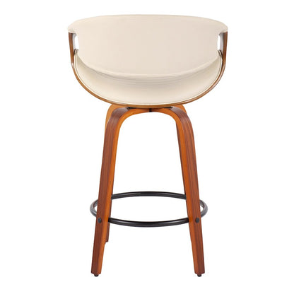 LumiSource Symphony Counter Stool (Set of 2) | Mid-Century Walnut Bentwood, Cream PU & Black Metal | Kitchen Island & Bar | Model B26-SYMP2-SWVQWLCR2