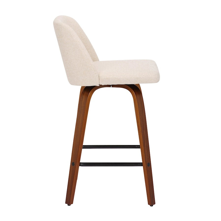 LumiSource Toriano Counter Stool Set/2 | Mid-Century Walnut Wood and Cream Fabric with Black Steel Base | Kitchen Island | Model B26-TRNO-SWVX2WLNCR2
