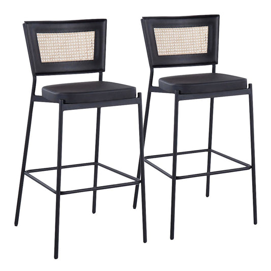 LumiSource Tania Rattan Bar Stool (Set of 2) | Contemporary Black Metal & Rattan Accent | Home Bar & Kitchen Counter | Model B29-RTNTANIABKBK2