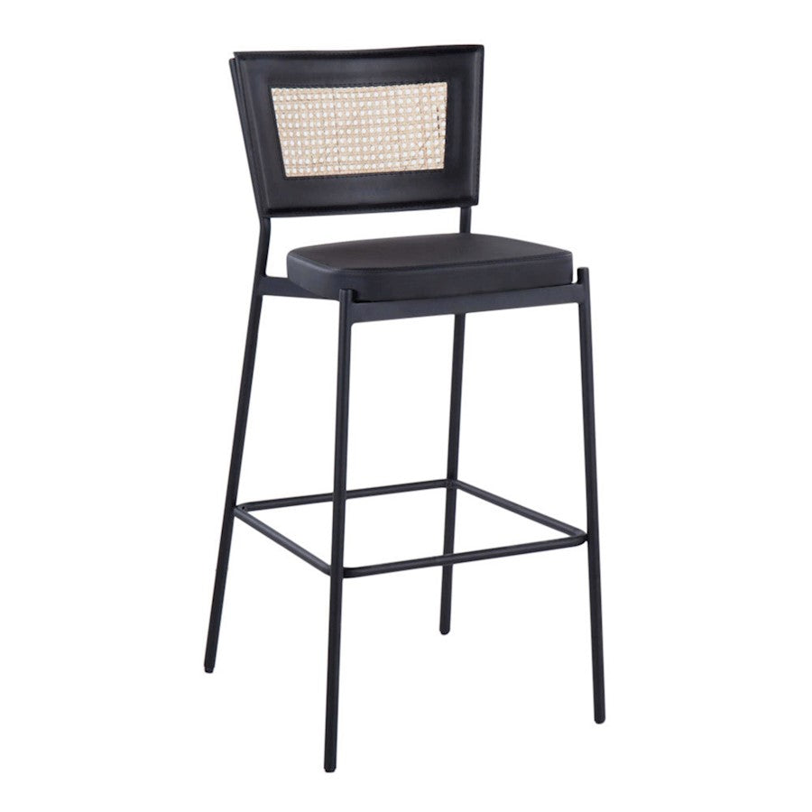 LumiSource Tania Rattan Bar Stool (Set of 2) | Contemporary Black Metal & Rattan Accent | Home Bar & Kitchen Counter | Model B29-RTNTANIABKBK2