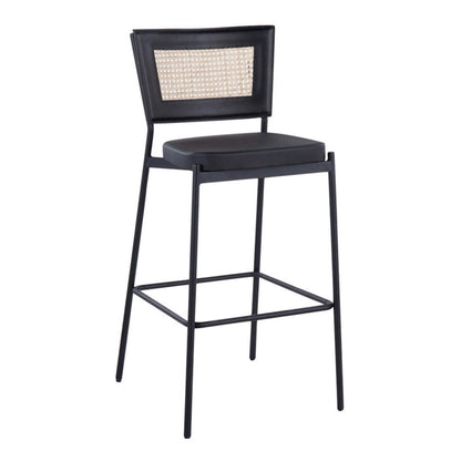LumiSource Tania Rattan Bar Stool (Set of 2) | Contemporary Black Metal & Rattan Accent | Home Bar & Kitchen Counter | Model B29-RTNTANIABKBK2