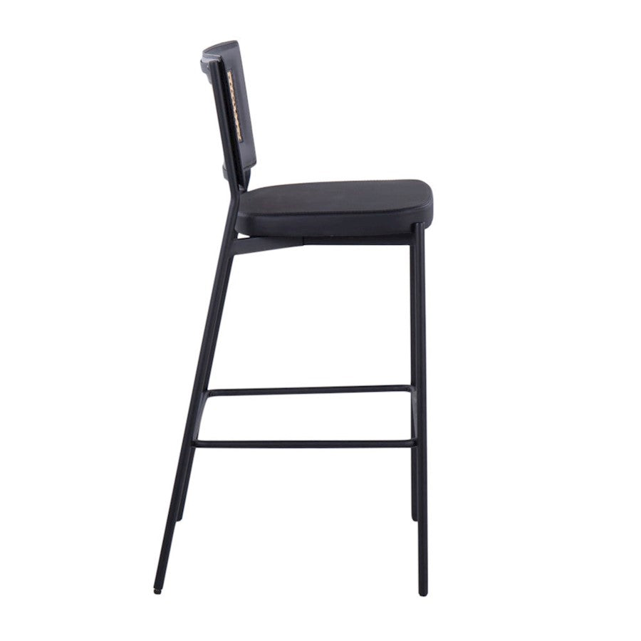 LumiSource Tania Rattan Bar Stool (Set of 2) | Contemporary Black Metal & Rattan Accent | Home Bar & Kitchen Counter | Model B29-RTNTANIABKBK2