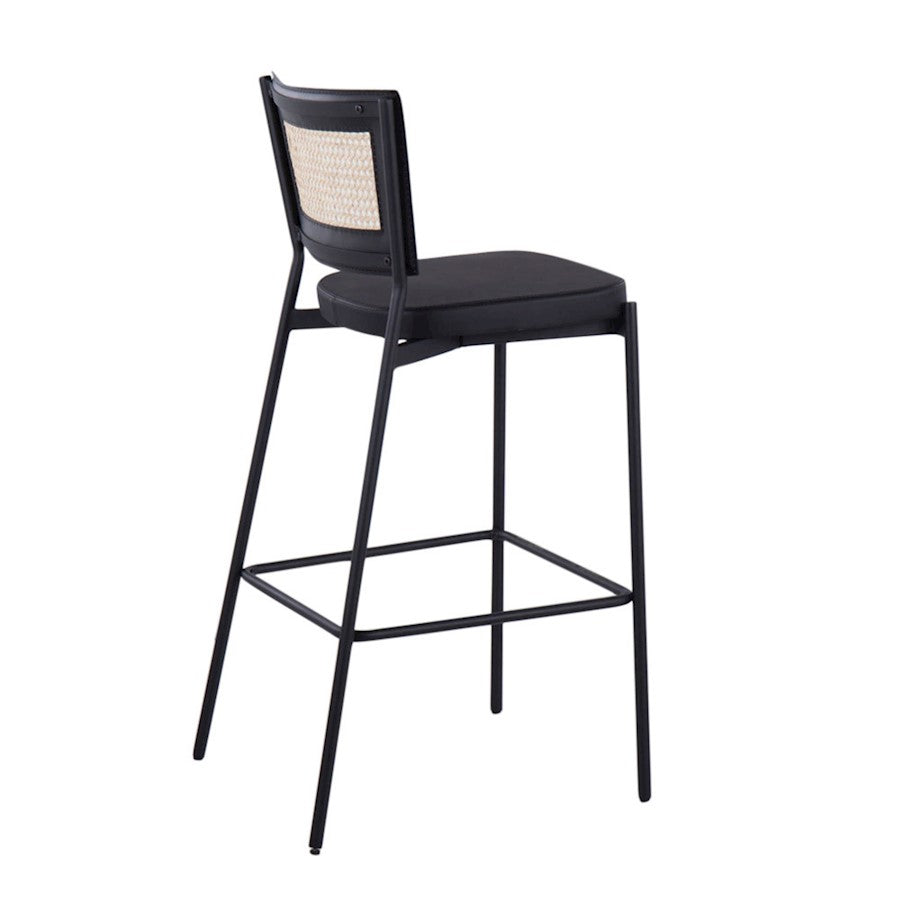 LumiSource Tania Rattan Bar Stool (Set of 2) | Contemporary Black Metal & Rattan Accent | Home Bar & Kitchen Counter | Model B29-RTNTANIABKBK2