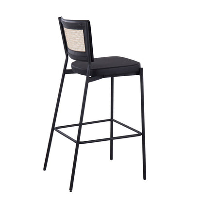 LumiSource Tania Rattan Bar Stool (Set of 2) | Contemporary Black Metal & Rattan Accent | Home Bar & Kitchen Counter | Model B29-RTNTANIABKBK2