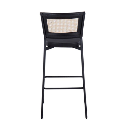 LumiSource Tania Rattan Bar Stool (Set of 2) | Contemporary Black Metal & Rattan Accent | Home Bar & Kitchen Counter | Model B29-RTNTANIABKBK2