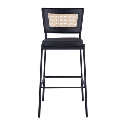LumiSource Tania Rattan Bar Stool (Set of 2) | Contemporary Black Metal & Rattan Accent | Home Bar & Kitchen Counter | Model B29-RTNTANIABKBK2