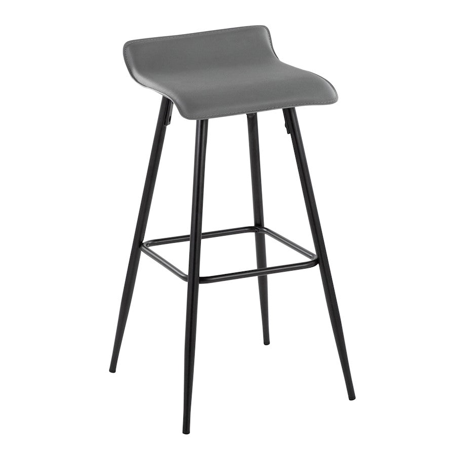 LumiSource Ale Bar Stool (Set of 2) | Contemporary Black Steel & Grey PU | Kitchen Bar & Dining Counter Seating | 29.5in Seat | Model B30-ALEBKDGY2