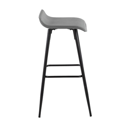 LumiSource Ale Bar Stool (Set of 2) | Contemporary Black Steel & Grey PU | Kitchen Bar & Dining Counter Seating | 29.5in Seat | Model B30-ALEBKDGY2