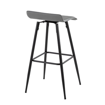 LumiSource Ale Bar Stool (Set of 2) | Contemporary Black Steel & Grey PU | Kitchen Bar & Dining Counter Seating | 29.5in Seat | Model B30-ALEBKDGY2