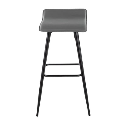 LumiSource Ale Bar Stool (Set of 2) | Contemporary Black Steel & Grey PU | Kitchen Bar & Dining Counter Seating | 29.5in Seat | Model B30-ALEBKDGY2