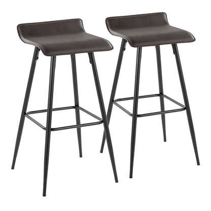 LumiSource Ale Bar Stool (Set of 2) | Contemporary Black Steel & Espresso PU | Kitchen Bar & Dining Counter Seating | 29.5in Seat | Model B30-ALEBKE2