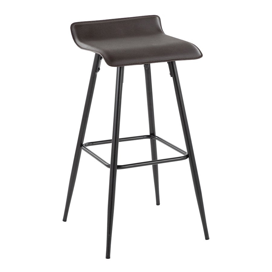 LumiSource Ale Bar Stool (Set of 2) | Contemporary Black Steel & Espresso PU | Kitchen Bar & Dining Counter Seating | 29.5in Seat | Model B30-ALEBKE2
