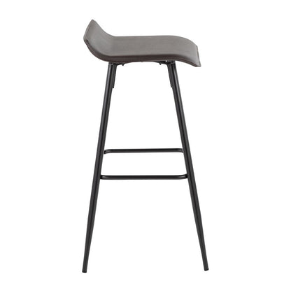 LumiSource Ale Bar Stool (Set of 2) | Contemporary Black Steel & Espresso PU | Kitchen Bar & Dining Counter Seating | 29.5in Seat | Model B30-ALEBKE2