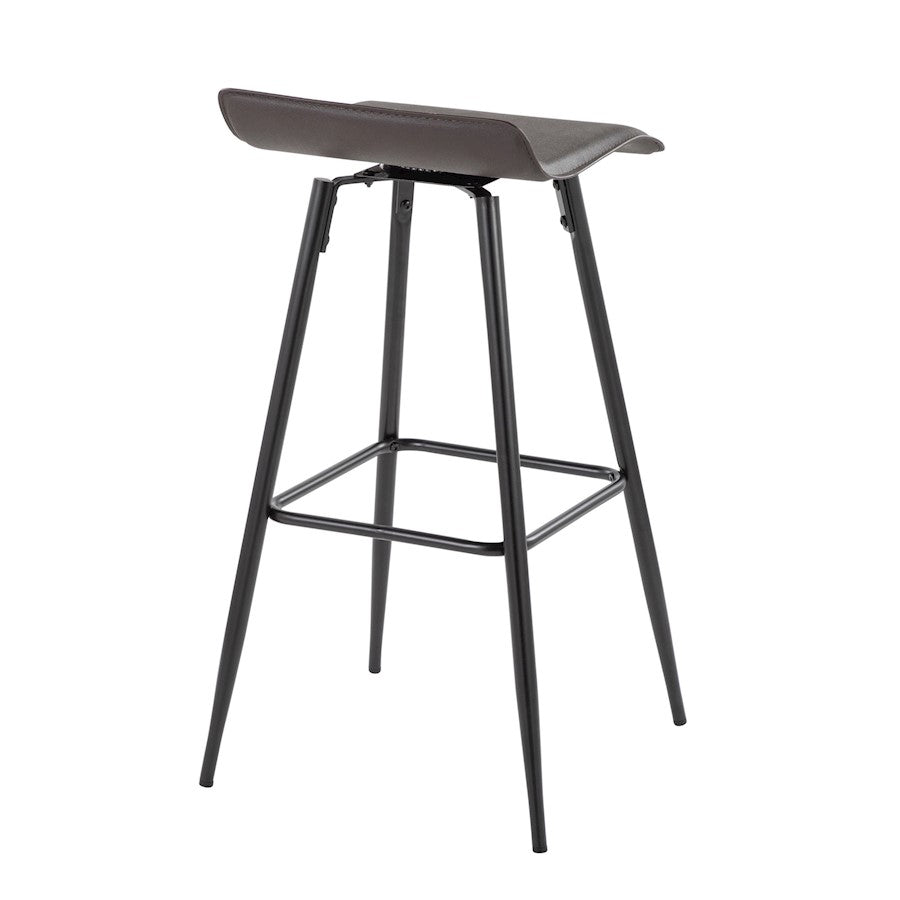 LumiSource Ale Bar Stool (Set of 2) | Contemporary Black Steel & Espresso PU | Kitchen Bar & Dining Counter Seating | 29.5in Seat | Model B30-ALEBKE2