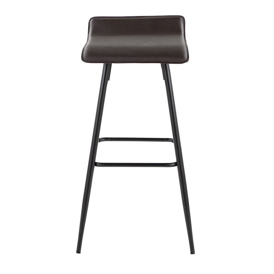 LumiSource Ale Bar Stool (Set of 2) | Contemporary Black Steel & Espresso PU | Kitchen Bar & Dining Counter Seating | 29.5in Seat | Model B30-ALEBKE2