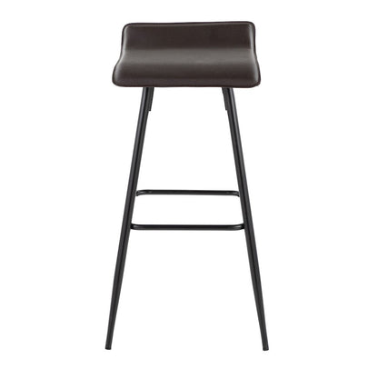 LumiSource Ale Bar Stool (Set of 2) | Contemporary Black Steel & Espresso PU | Kitchen Bar & Dining Counter Seating | 29.5in Seat | Model B30-ALEBKE2