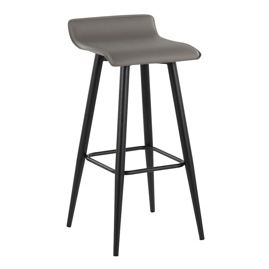 LumiSource Ale 15in Bar Stool Set of 2 | Contemporary Black Steel and Grey PVC | Kitchen Island & Home Bar Seating | Model B30-ALEBKGY2