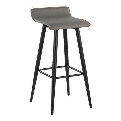 LumiSource Ale 15in Bar Stool Set of 2 | Contemporary Black Steel and Grey PVC | Kitchen Island & Home Bar Seating | Model B30-ALEBKGY2