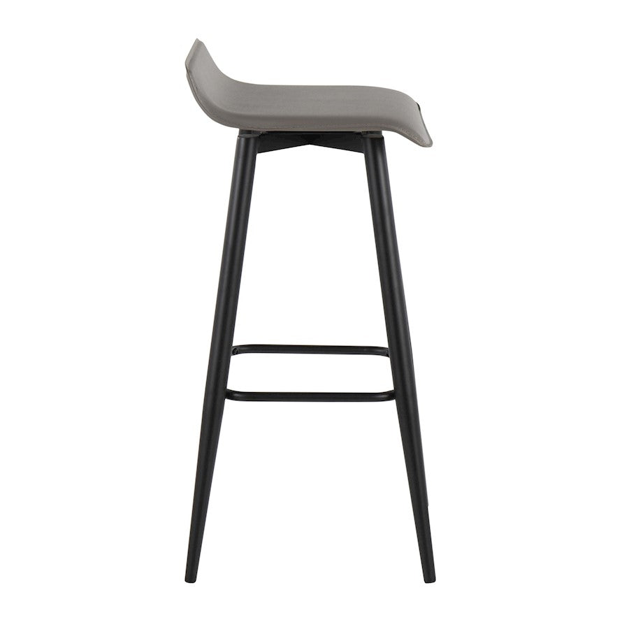 LumiSource Ale 15in Bar Stool Set of 2 | Contemporary Black Steel and Grey PVC | Kitchen Island & Home Bar Seating | Model B30-ALEBKGY2