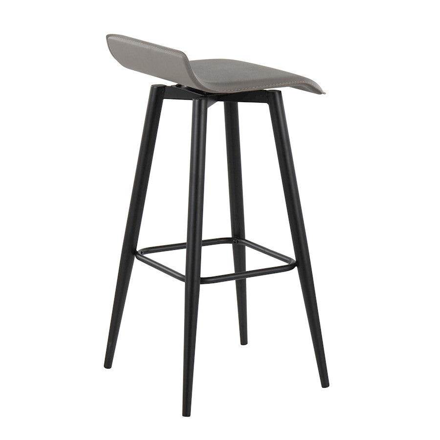 LumiSource Ale 15in Bar Stool Set of 2 | Contemporary Black Steel and Grey PVC | Kitchen Island & Home Bar Seating | Model B30-ALEBKGY2