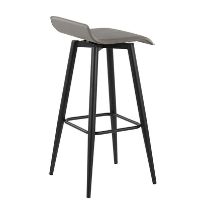 LumiSource Ale 15in Bar Stool Set of 2 | Contemporary Black Steel and Grey PVC | Kitchen Island & Home Bar Seating | Model B30-ALEBKGY2