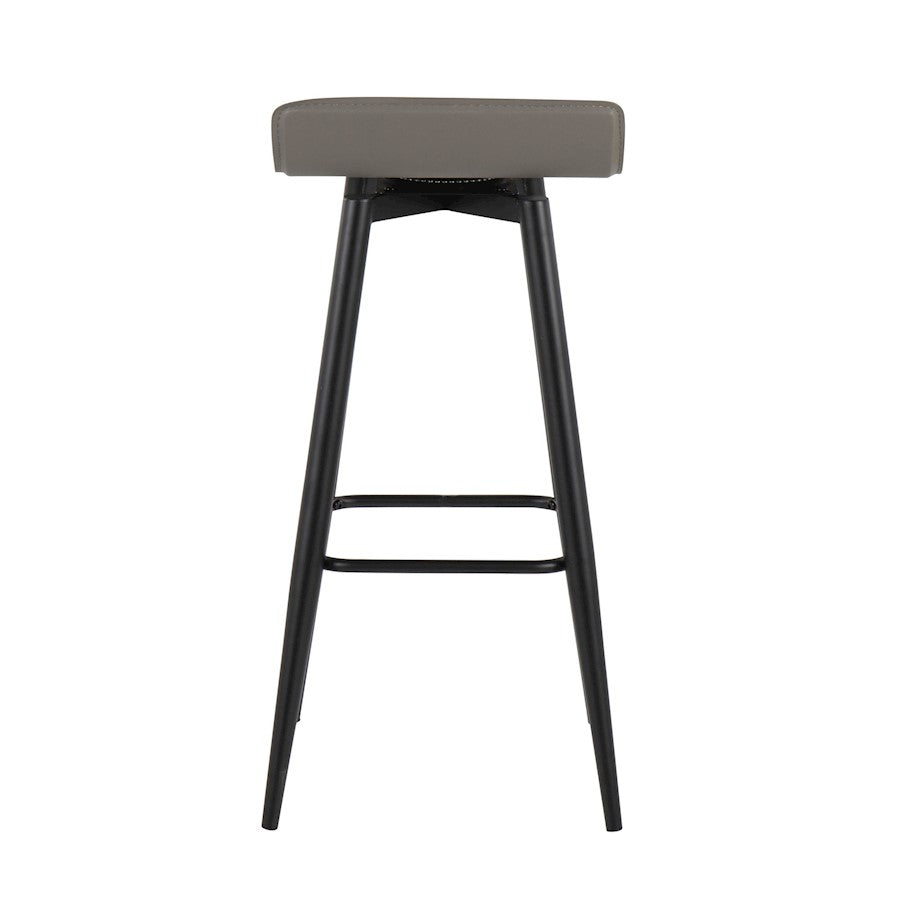 LumiSource Ale 15in Bar Stool Set of 2 | Contemporary Black Steel and Grey PVC | Kitchen Island & Home Bar Seating | Model B30-ALEBKGY2