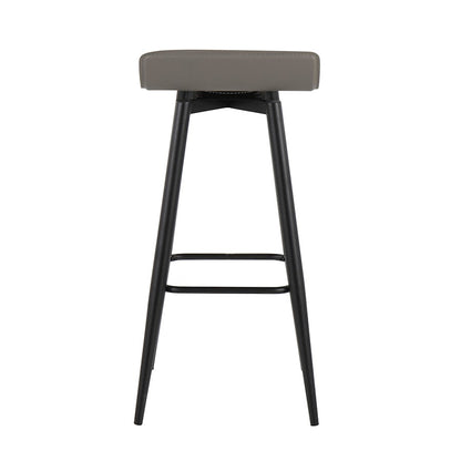 LumiSource Ale 15in Bar Stool Set of 2 | Contemporary Black Steel and Grey PVC | Kitchen Island & Home Bar Seating | Model B30-ALEBKGY2