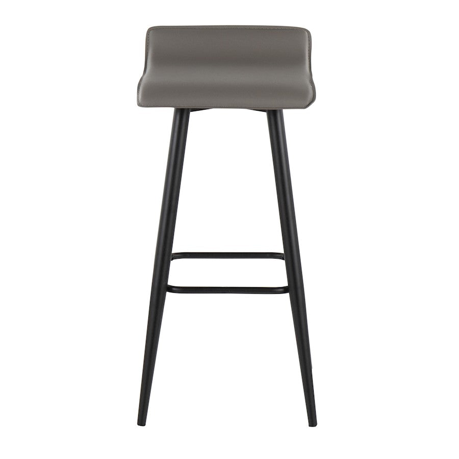 LumiSource Ale 15in Bar Stool Set of 2 | Contemporary Black Steel and Grey PVC | Kitchen Island & Home Bar Seating | Model B30-ALEBKGY2