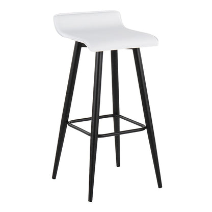 LumiSource Ale 15in Bar Stool Set of 2 | Contemporary Black Steel and White PVC | Kitchen Island & Home Bar Seating | Model B30-ALEBKW2