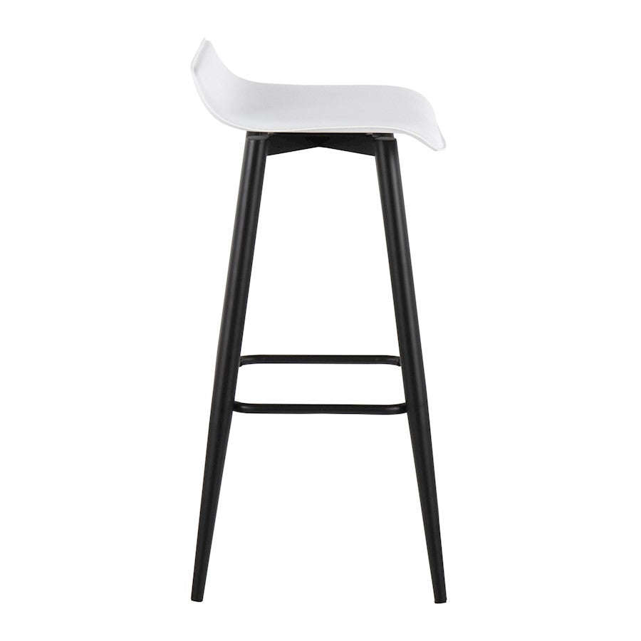 LumiSource Ale 15in Bar Stool Set of 2 | Contemporary Black Steel and White PVC | Kitchen Island & Home Bar Seating | Model B30-ALEBKW2