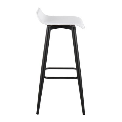 LumiSource Ale 15in Bar Stool Set of 2 | Contemporary Black Steel and White PVC | Kitchen Island & Home Bar Seating | Model B30-ALEBKW2