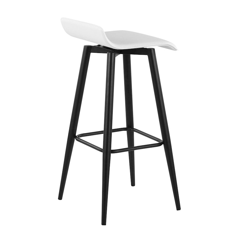 LumiSource Ale 15in Bar Stool Set of 2 | Contemporary Black Steel and White PVC | Kitchen Island & Home Bar Seating | Model B30-ALEBKW2