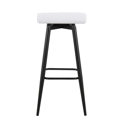 LumiSource Ale 15in Bar Stool Set of 2 | Contemporary Black Steel and White PVC | Kitchen Island & Home Bar Seating | Model B30-ALEBKW2