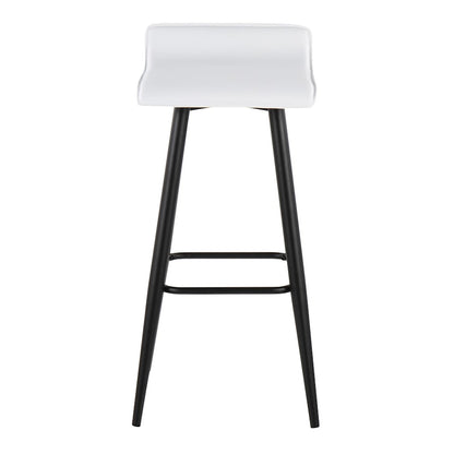 LumiSource Ale 15in Bar Stool Set of 2 | Contemporary Black Steel and White PVC | Kitchen Island & Home Bar Seating | Model B30-ALEBKW2