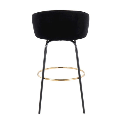 LumiSource Claire 30in Bar Stool Set of 2 | Black Metal Gold Accents and Black Velvet | Kitchen Island & Home Bar | Model B30-CLAIRE2-SWVGBKVBK2