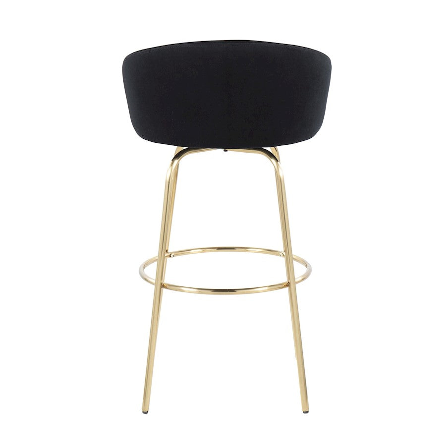 LumiSource Claire 30in Bar Stool Set of 2 | Glam Gold Metal and Black Velvet | Kitchen Island & Home Bar Seating | Model B30-CLAIRE2AUVBK2