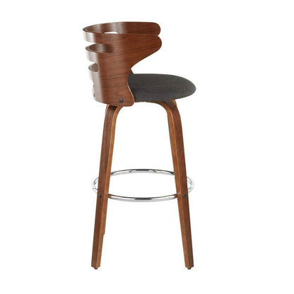 LumiSource Cosini Barstool Set of 2 | Mid-Century Walnut Wood and Charcoal Fabric | Kitchen Island & Bar Seating | Model B30-COSNI2-SWVRWLCHAR2