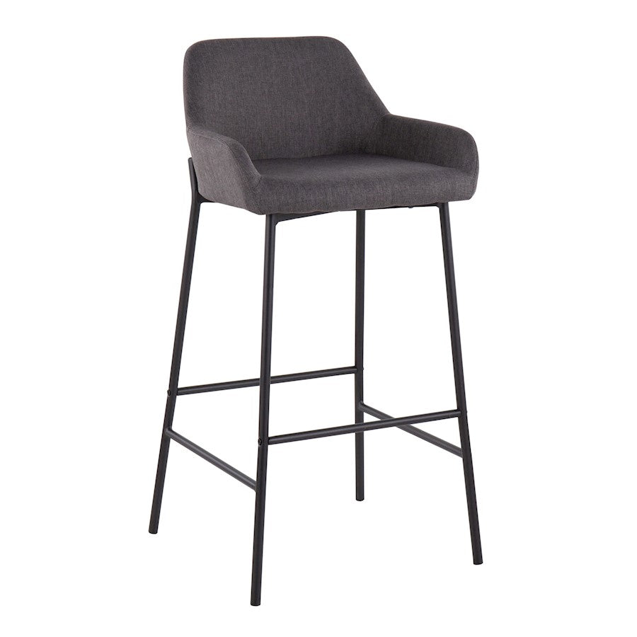 LumiSource Daniella 30in Bar Stool Set of 2 | Industrial Black Metal and Charcoal Fabric | Kitchen Island & Bar Seating | Model B30-DNLA2BKCHAR2