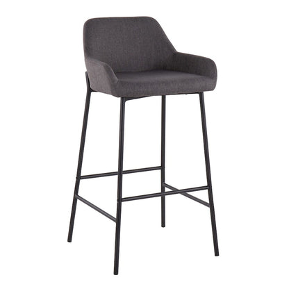 LumiSource Daniella 30in Bar Stool Set of 2 | Industrial Black Metal and Charcoal Fabric | Kitchen Island & Bar Seating | Model B30-DNLA2BKCHAR2
