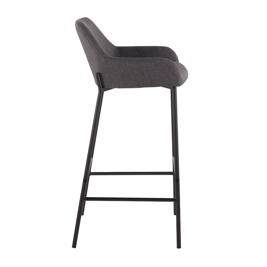 LumiSource Daniella 30in Bar Stool Set of 2 | Industrial Black Metal and Charcoal Fabric | Kitchen Island & Bar Seating | Model B30-DNLA2BKCHAR2