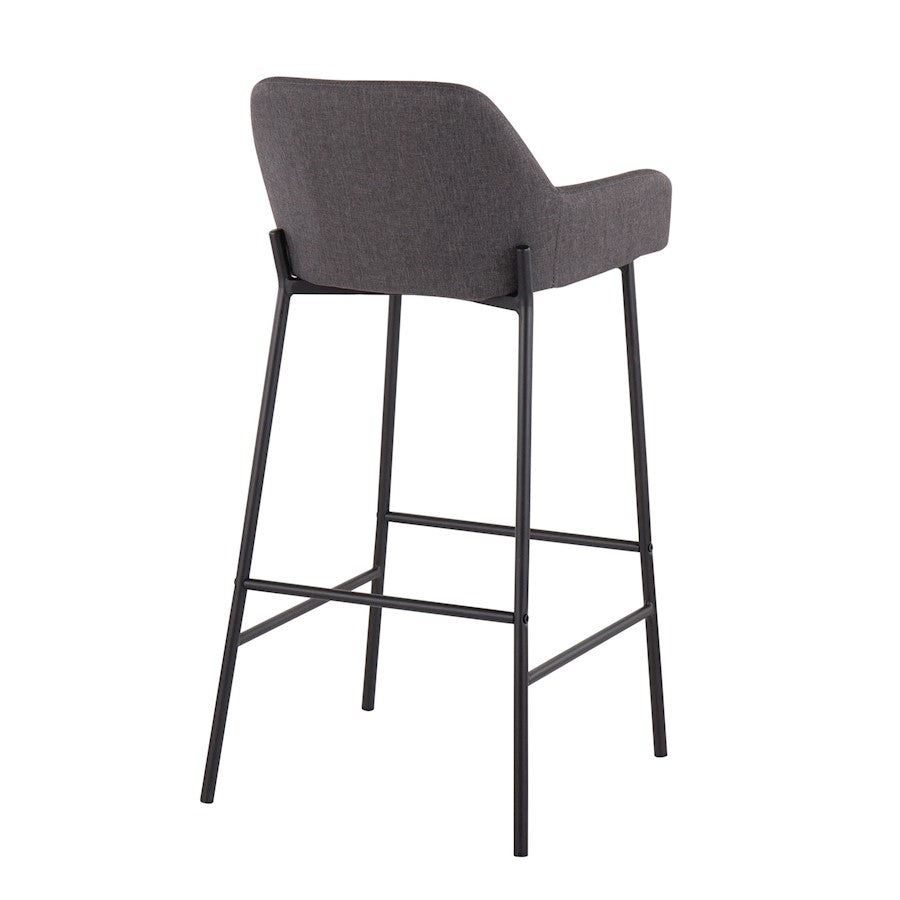 LumiSource Daniella 30in Bar Stool Set of 2 | Industrial Black Metal and Charcoal Fabric | Kitchen Island & Bar Seating | Model B30-DNLA2BKCHAR2