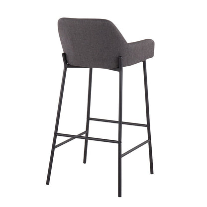 LumiSource Daniella 30in Bar Stool Set of 2 | Industrial Black Metal and Charcoal Fabric | Kitchen Island & Bar Seating | Model B30-DNLA2BKCHAR2