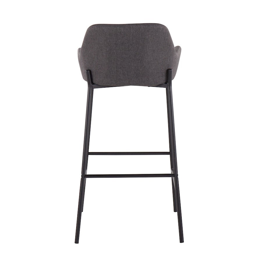 LumiSource Daniella 30in Bar Stool Set of 2 | Industrial Black Metal and Charcoal Fabric | Kitchen Island & Bar Seating | Model B30-DNLA2BKCHAR2