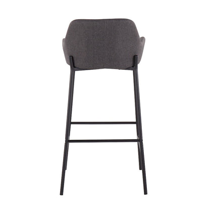 LumiSource Daniella 30in Bar Stool Set of 2 | Industrial Black Metal and Charcoal Fabric | Kitchen Island & Bar Seating | Model B30-DNLA2BKCHAR2