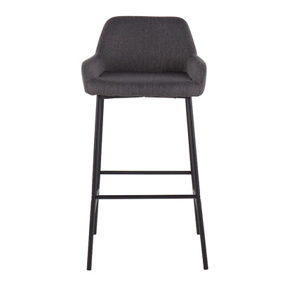 LumiSource Daniella 30in Bar Stool Set of 2 | Industrial Black Metal and Charcoal Fabric | Kitchen Island & Bar Seating | Model B30-DNLA2BKCHAR2